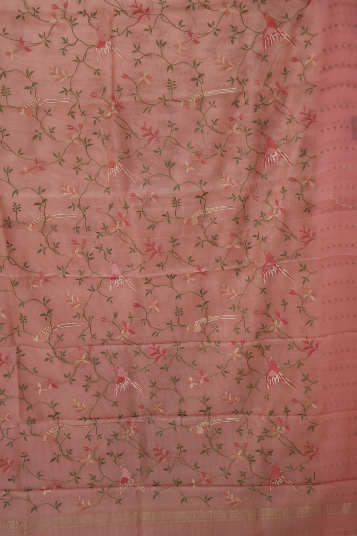 Pure Muslin Tissue Silk Saree-Peach Pink