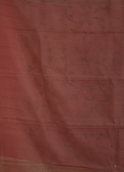 Pure Muslin Tissue Silk Saree-Peach Pink