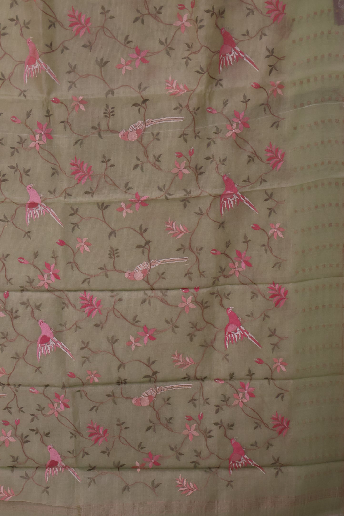 Pure Muslin Tissue Silk Saree-Green