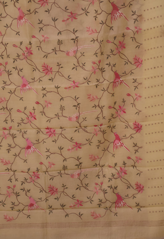 Pure Muslin Tissue Silk Saree-Yellow