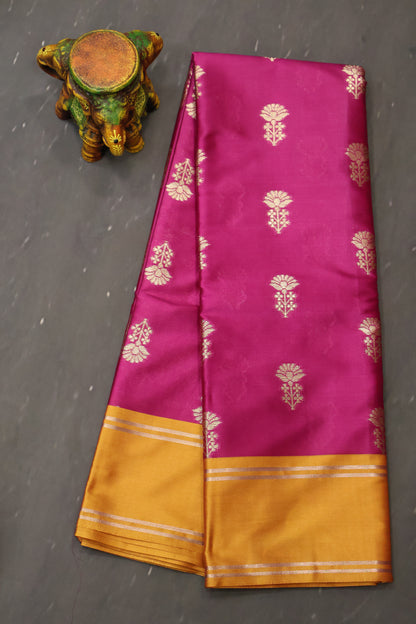 Semi Soft Silk Saree-Pink Mustard