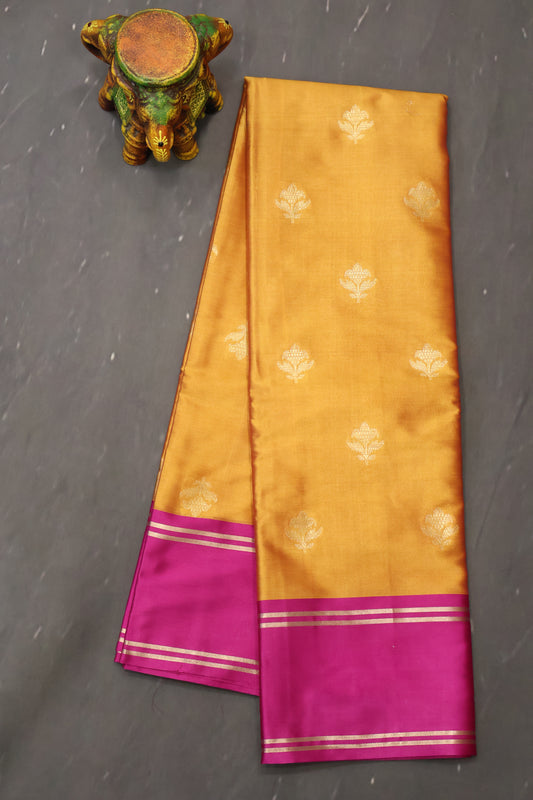 Semi Soft Silk Saree-Mustard Pink