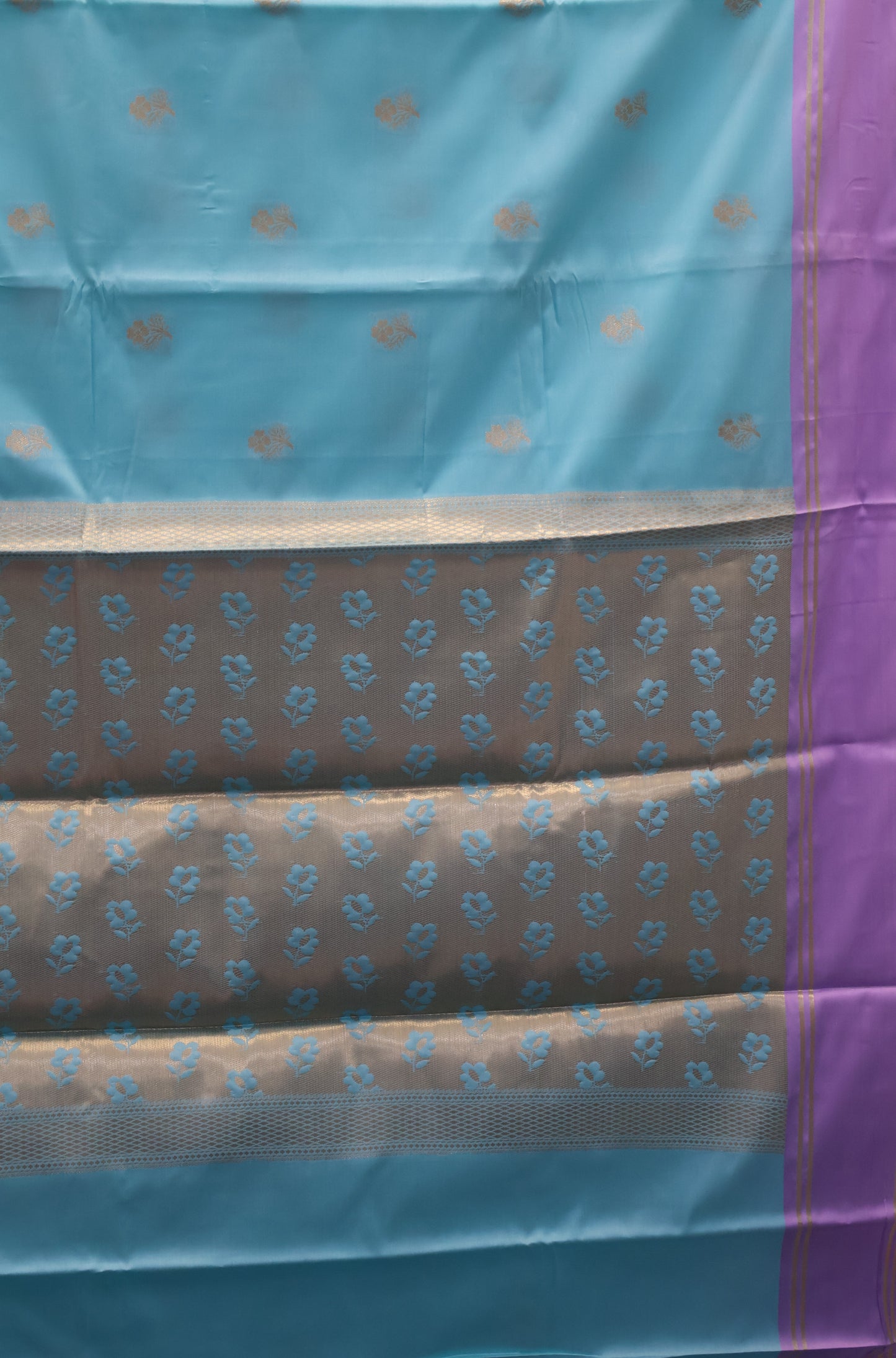 Semi Soft Silk Saree-Lite Teal Green with Blue