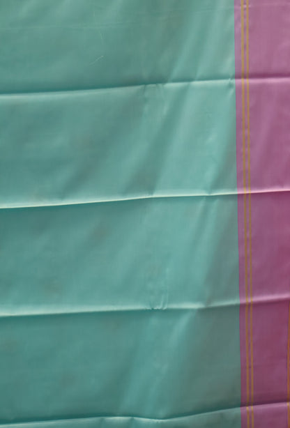 Semi Soft Silk Saree-Lite Teal Green with Blue