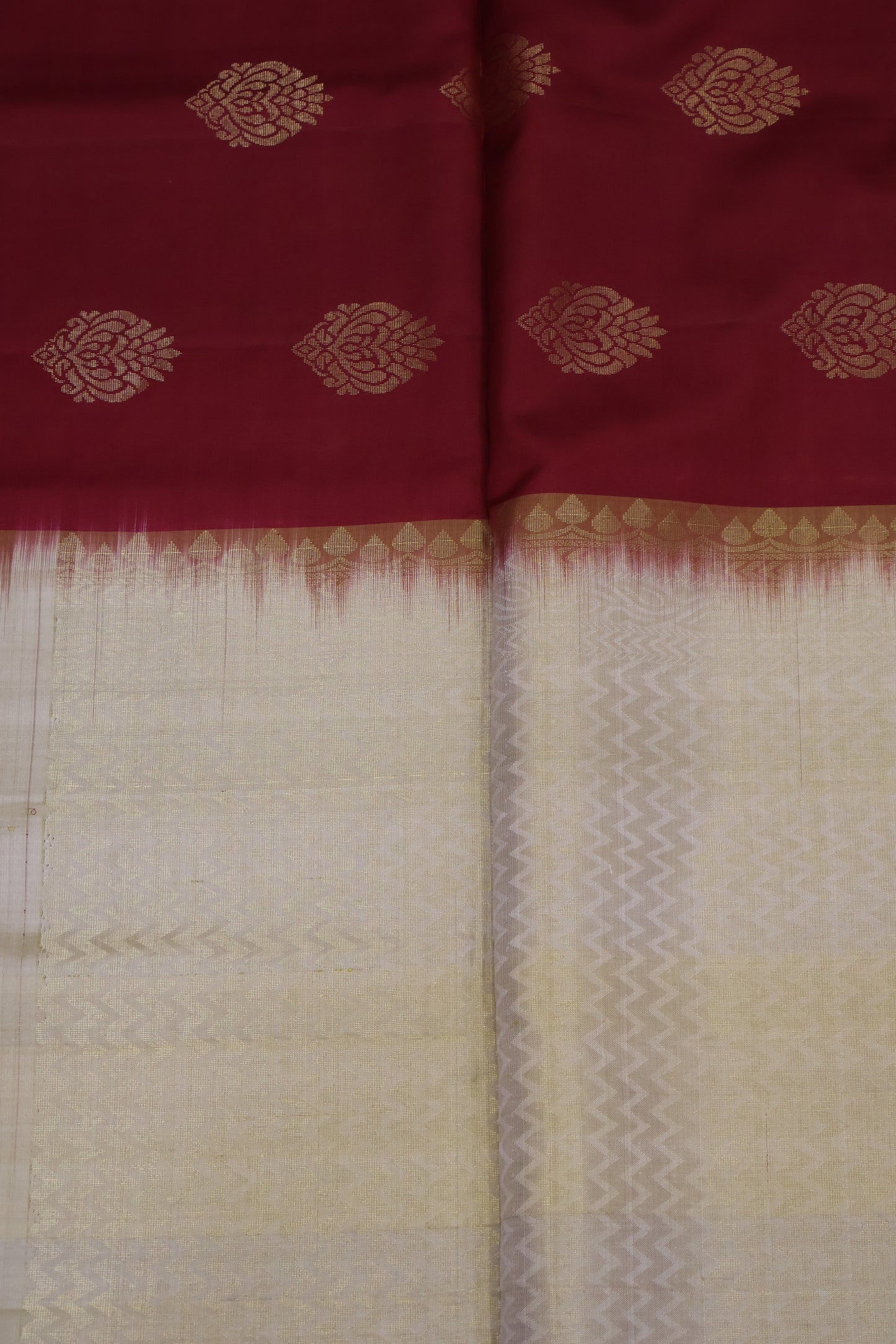 Pure Soft Silk Saree -Maroon-Beige