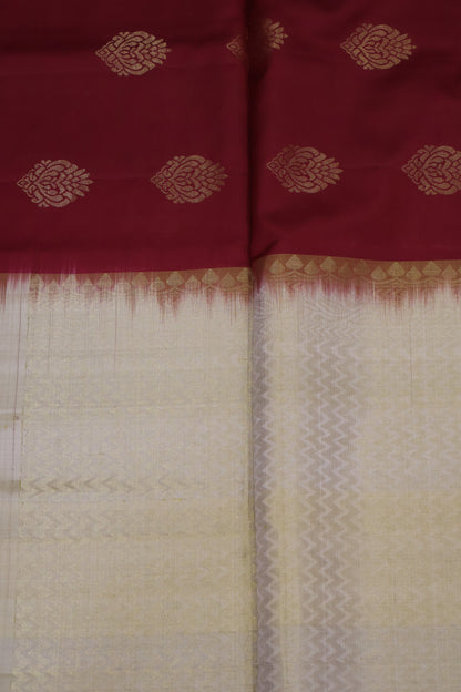 Pure Soft Silk Saree -Maroon-Beige