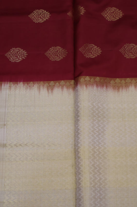 Pure Soft Silk Saree -Maroon-Beige