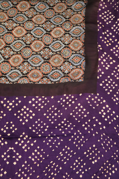 Pure Modal Saree Ajrakh Pattern-Black