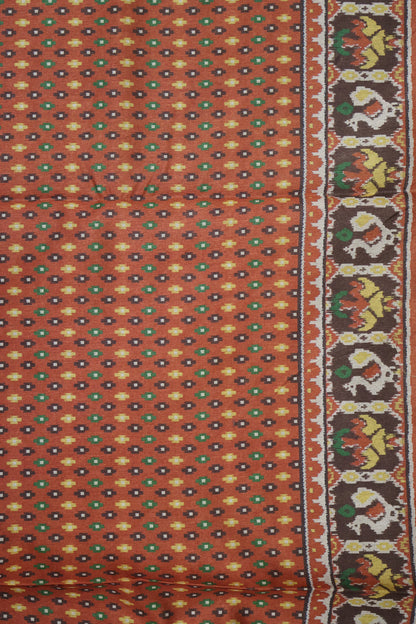 Semi Tussar Saree - Peacock Border-Beige