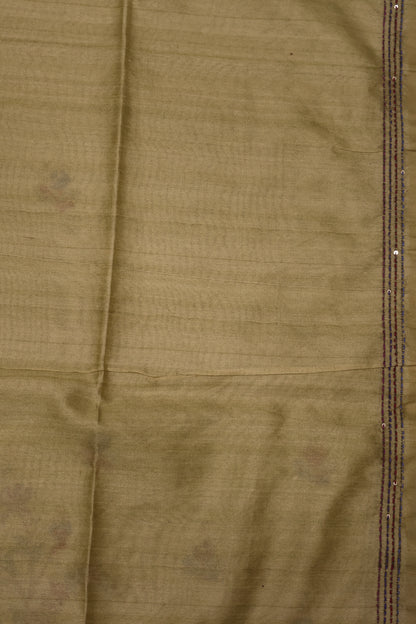 Semi Tussar Saree -Floral Embroidery-Beige