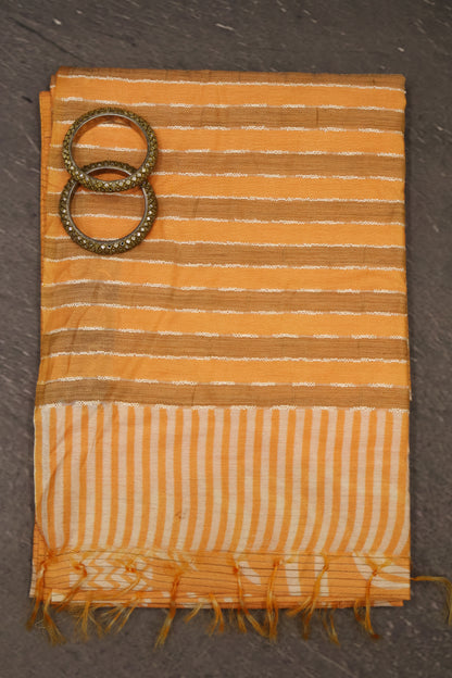 Gicha Tussar Saree -Zigzag Pattern- Orange