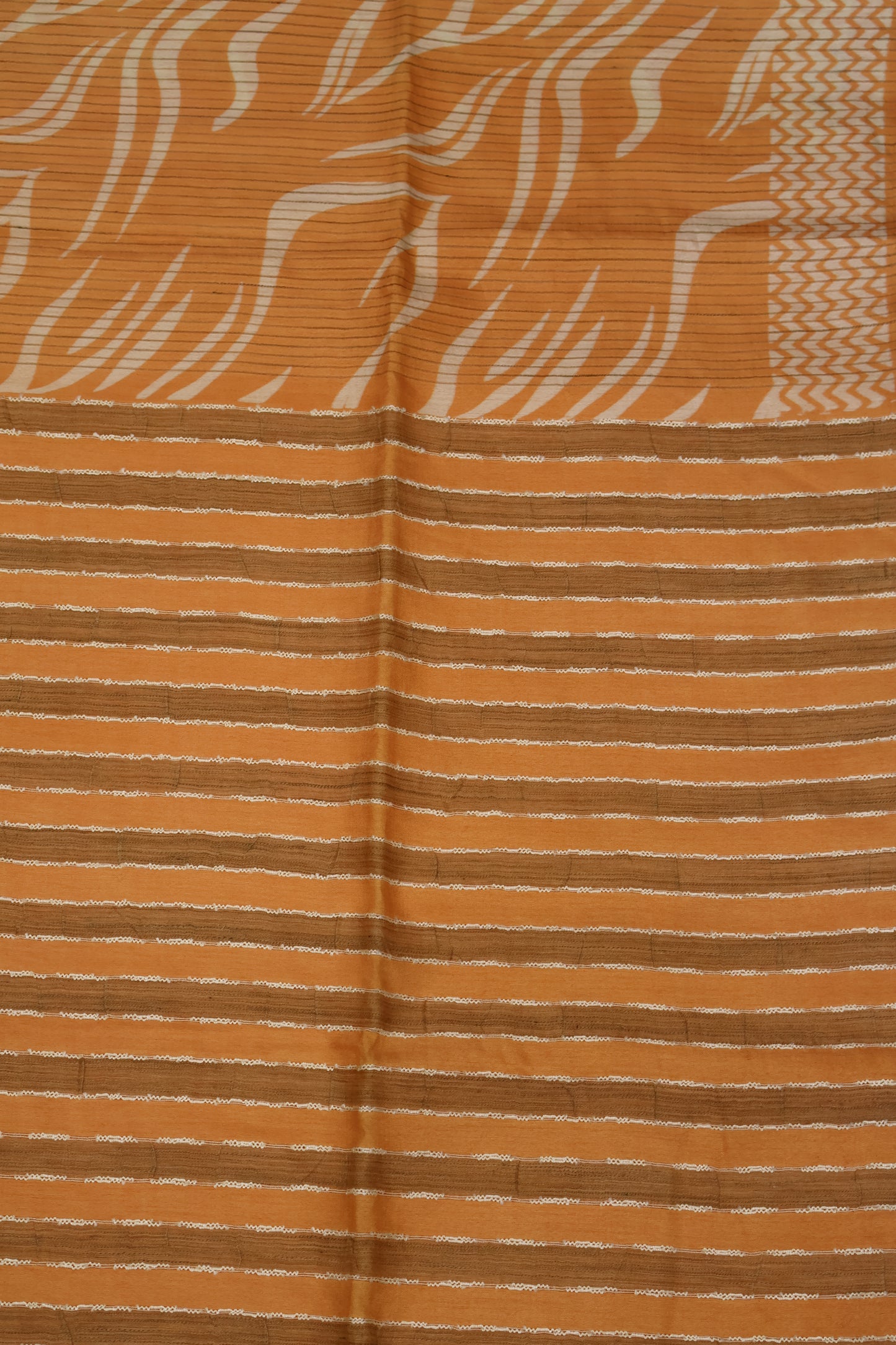 Gicha Tussar Saree -Zigzag Pattern- Orange