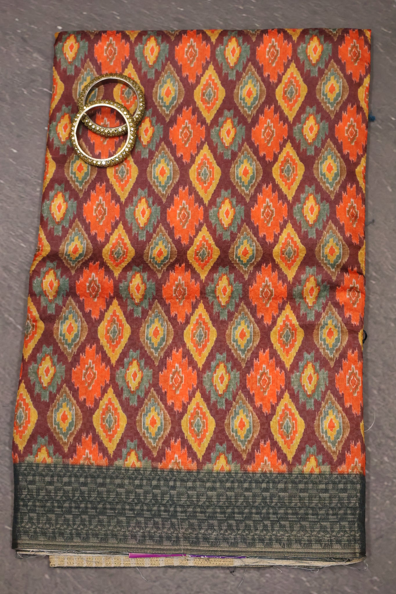 Semi Tussar Saree - Maroon Ikkat Saree