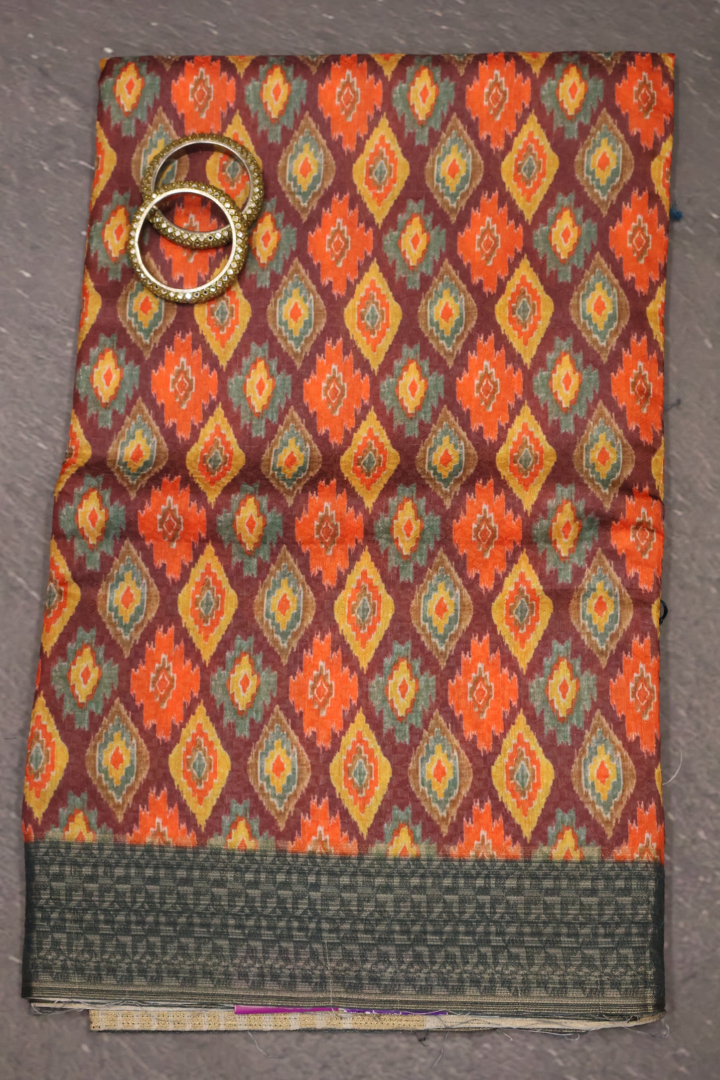 Semi Tussar Saree - Maroon Ikkat Saree