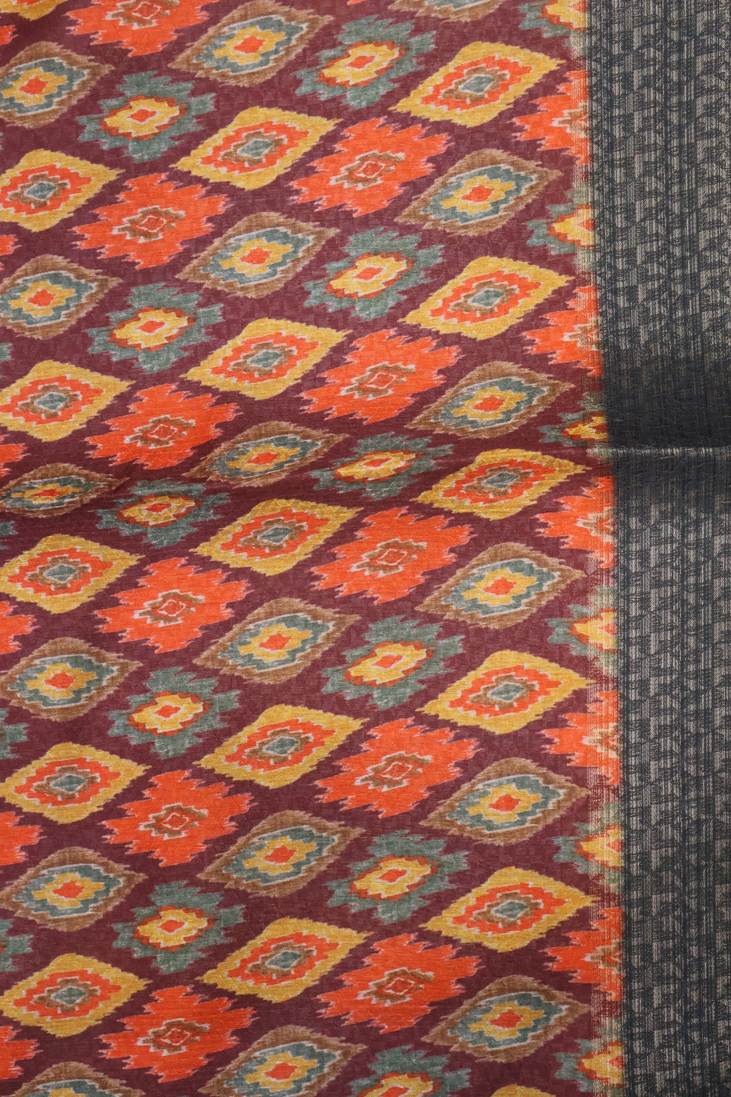 Semi Tussar Saree - Maroon Ikkat Saree