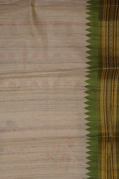 Semi Tussar Saree - Beige Floral Print