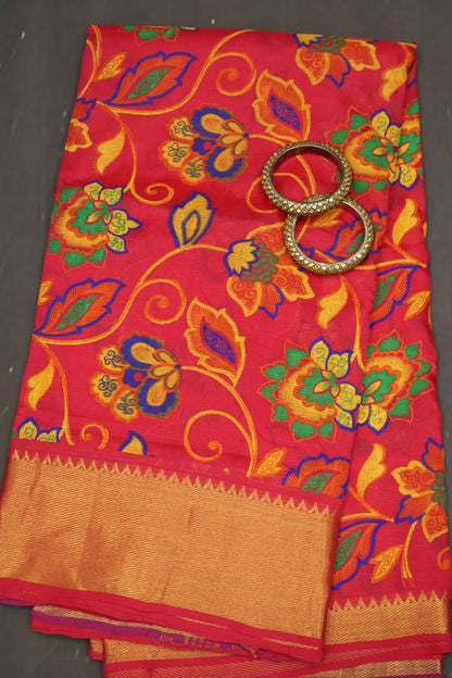 Tissue Tussar Saree- Pink Vineyard