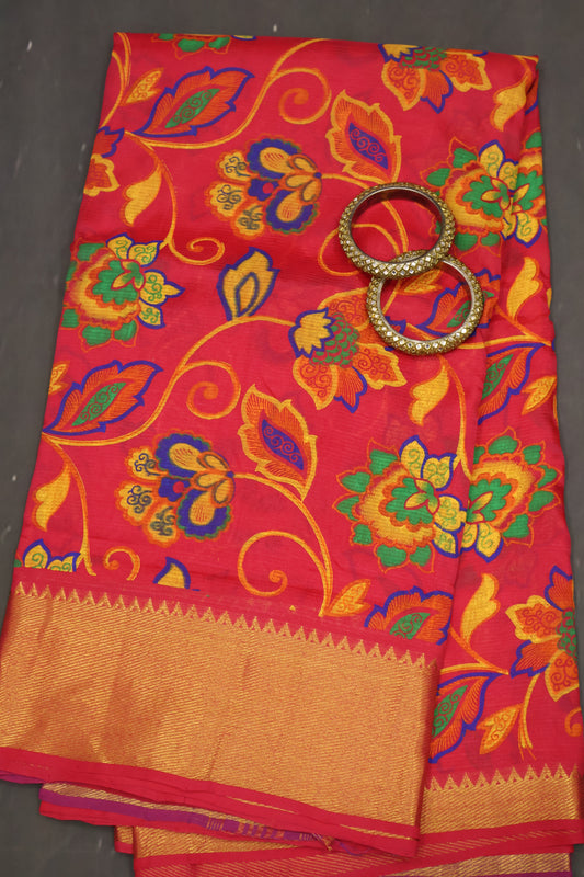 Tissue Tussar Saree- Pink Vineyard