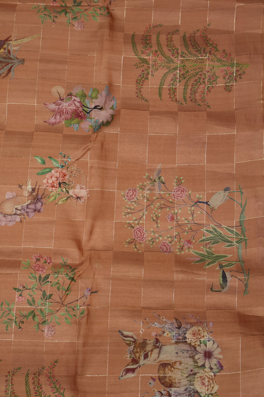 Satin Saree- Pale Orange