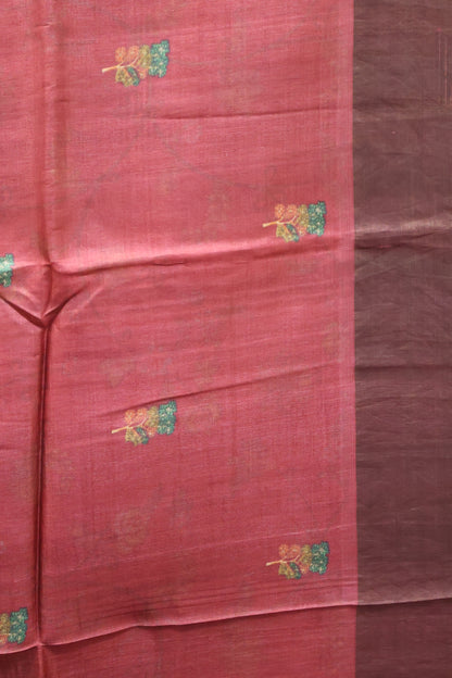 Pure Tussar Saree - Penn Kalamkari-Maroon