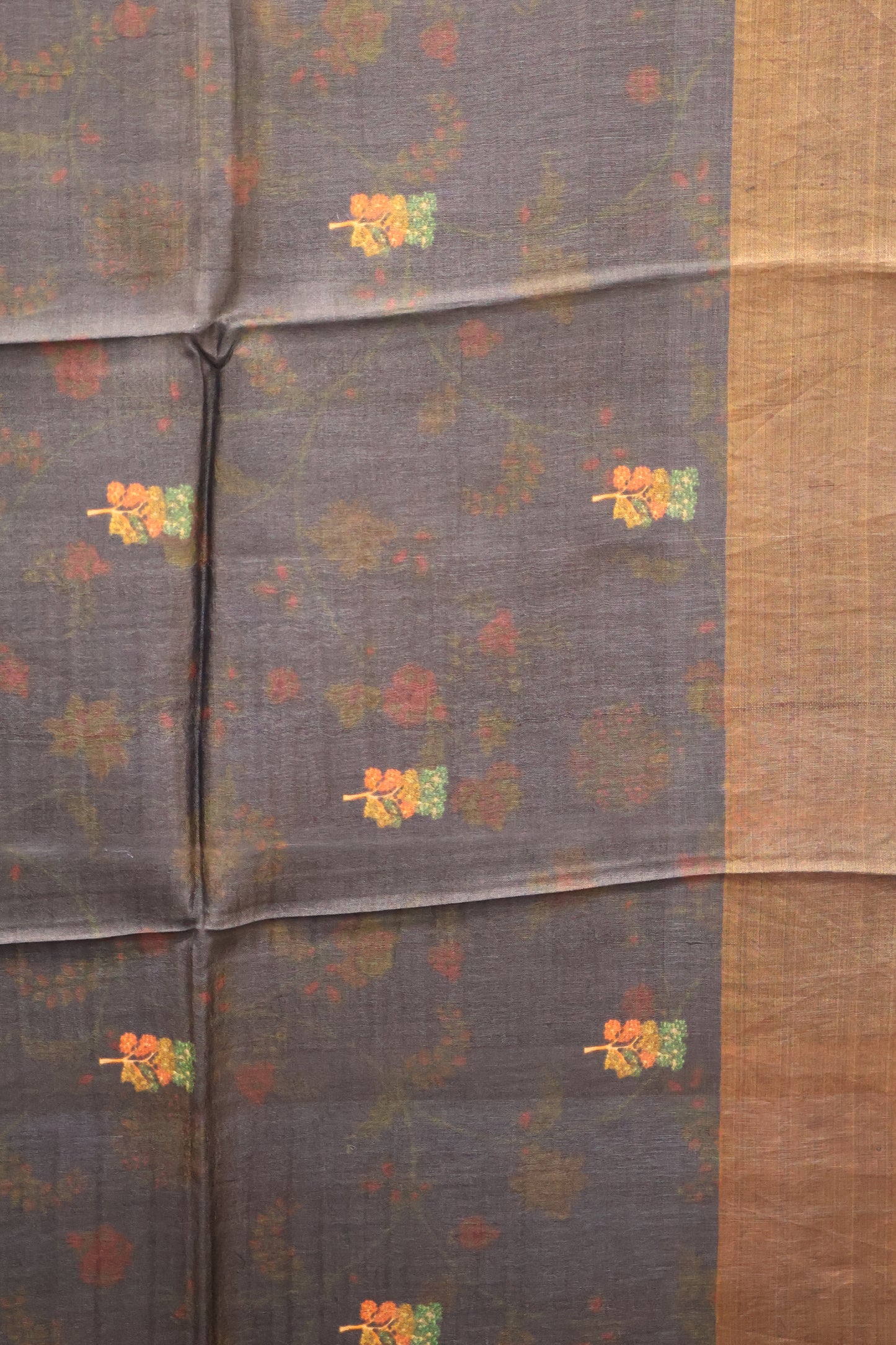 Pure Tussar Saree - Penn Kalamkari- Black