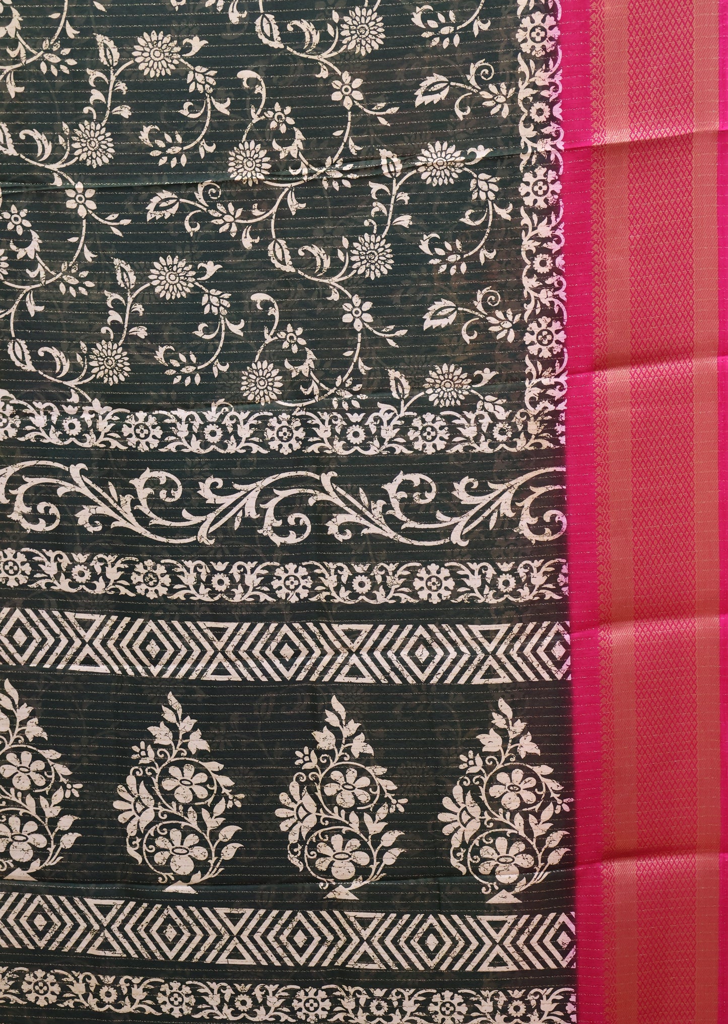 Dola Silk Saree Zari Lines-Bottle Green
