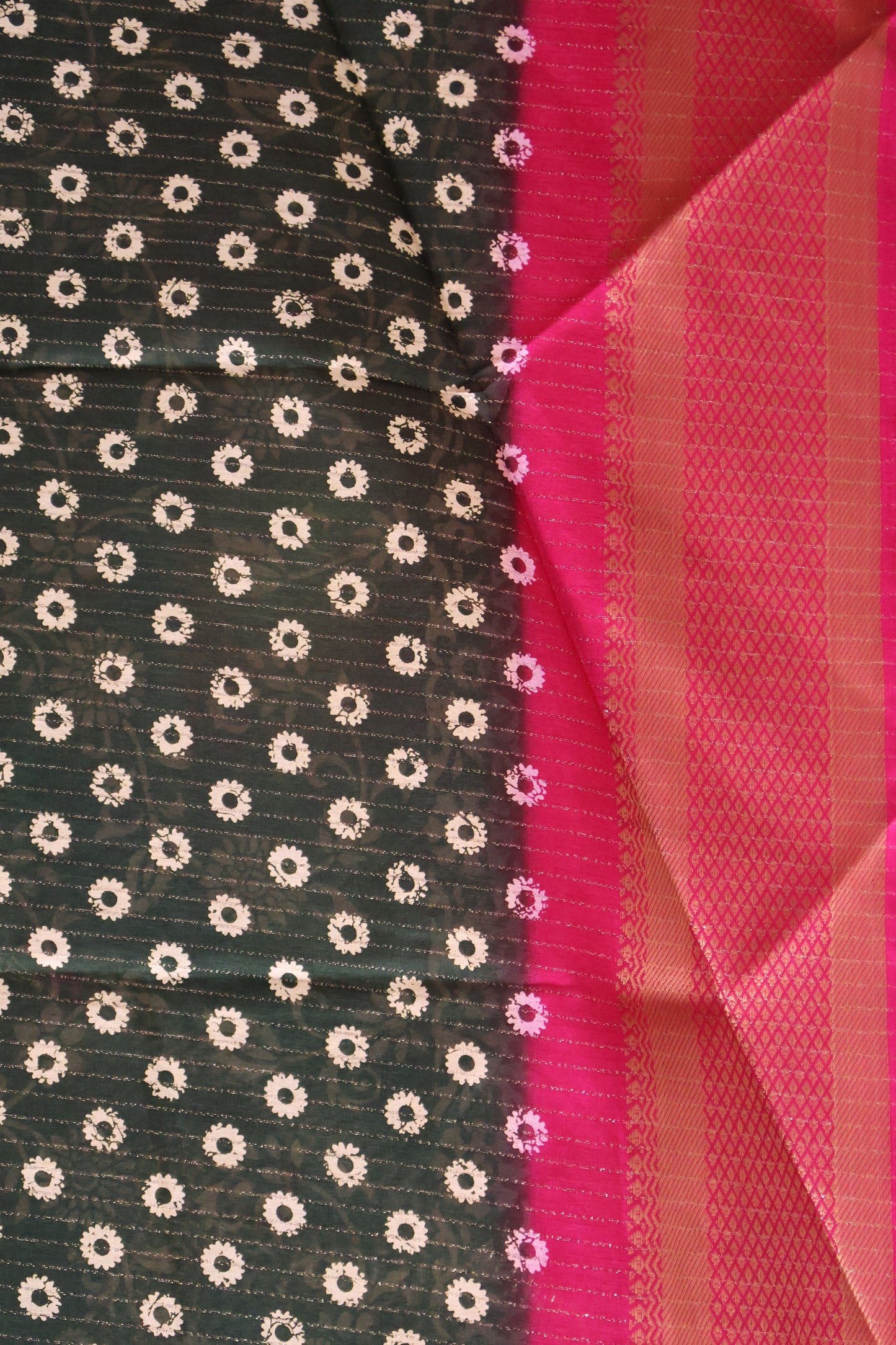 Dola Silk Saree Zari Lines-Bottle Green