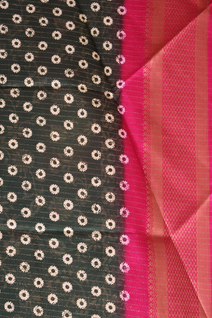 Dola Silk Saree Zari Lines-Bottle Green