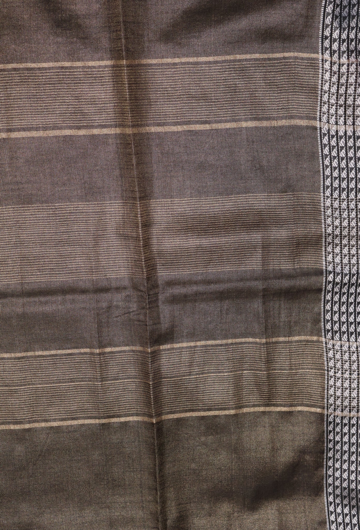 Tissue Linen Saree - Black Small Triangle Border