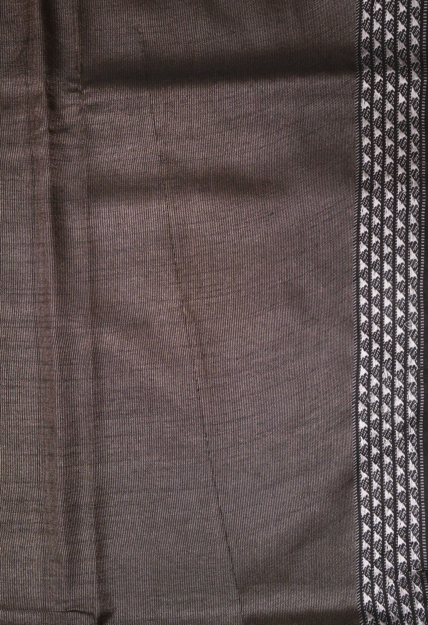Tissue Linen Saree - Black Small Triangle Border