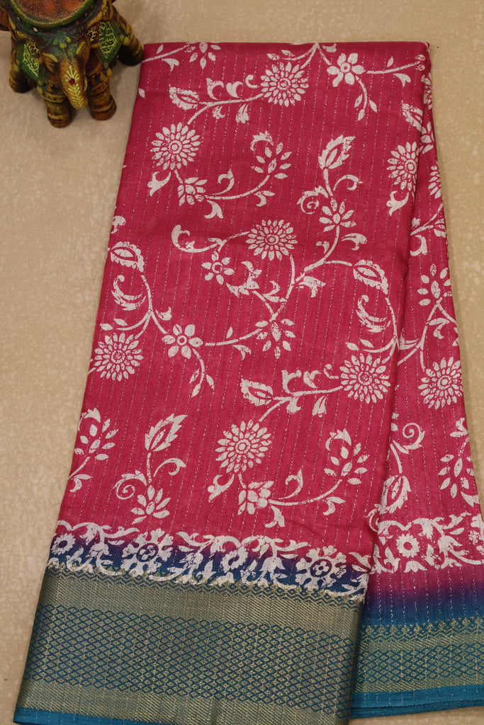 Dola Silk Saree Zari Lines-Pink