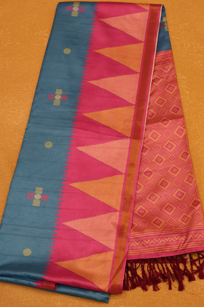 Semi Tussar Saree -Peacock Blue