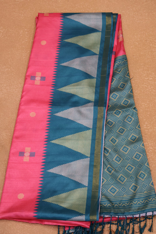 Semi Tussar Saree -Pink