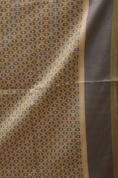 Semi Tussar Saree Floral -Maroon
