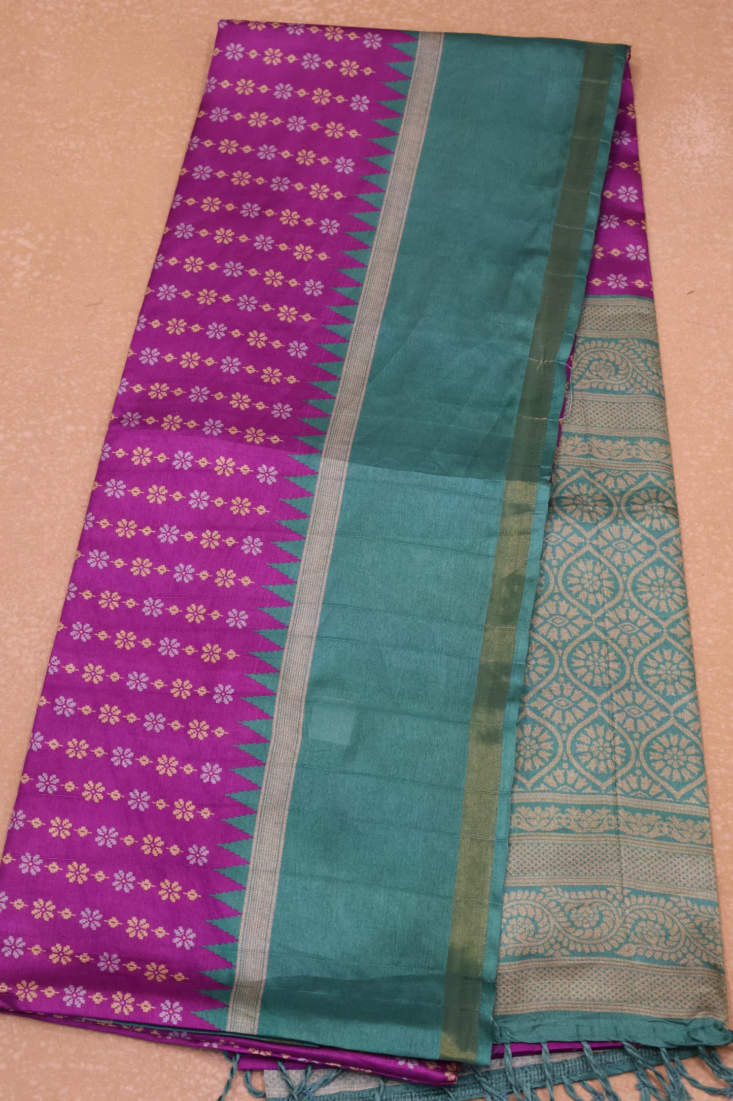 Semi Tussar Saree Floral -Purple