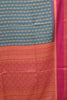 Semi Tussar Saree Floral -Peacock Blue thumbnail