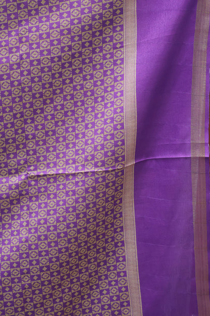 Semi Tussar Saree Floral -Olive Green