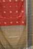 Semi Tussar Saree Peacock Print-Maroon thumbnail