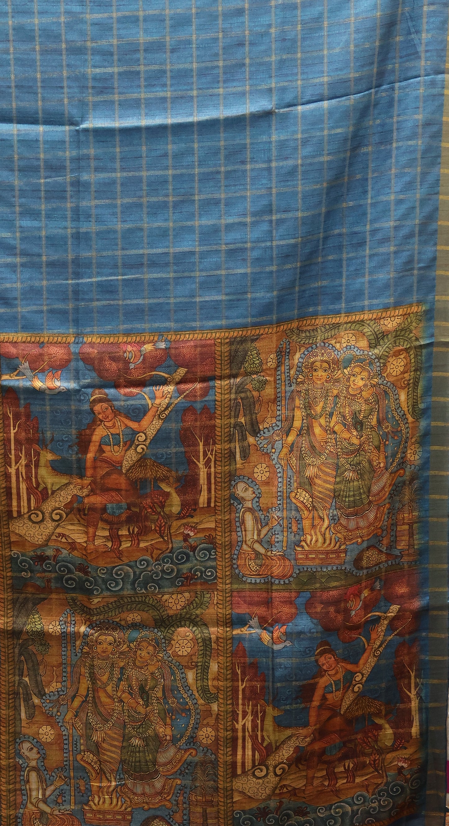 Art Tussar Saree -Blue Vaibhav Kattam Zari