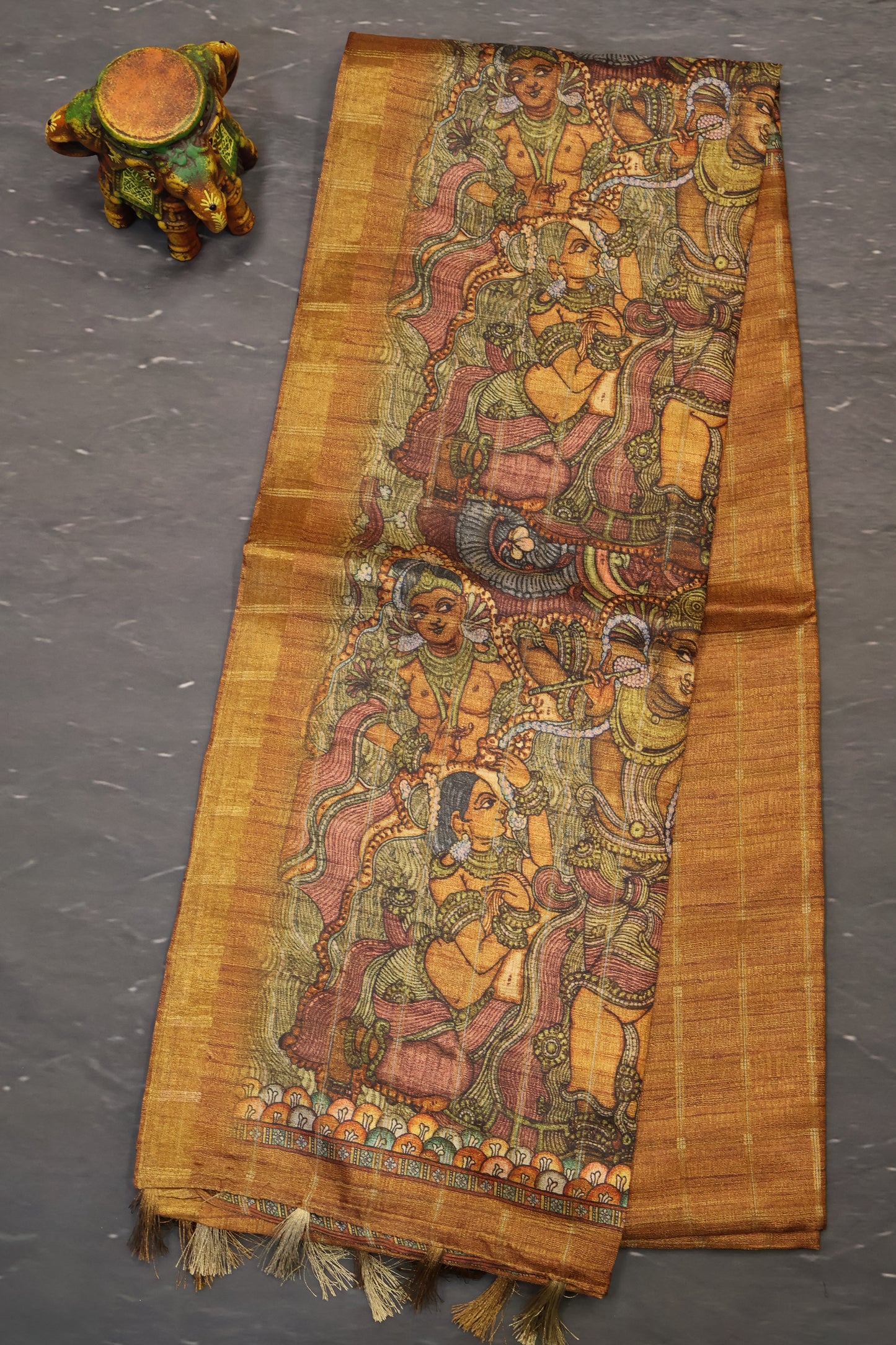 Art Tussar Saree -Mustard Krish Kattam Zari