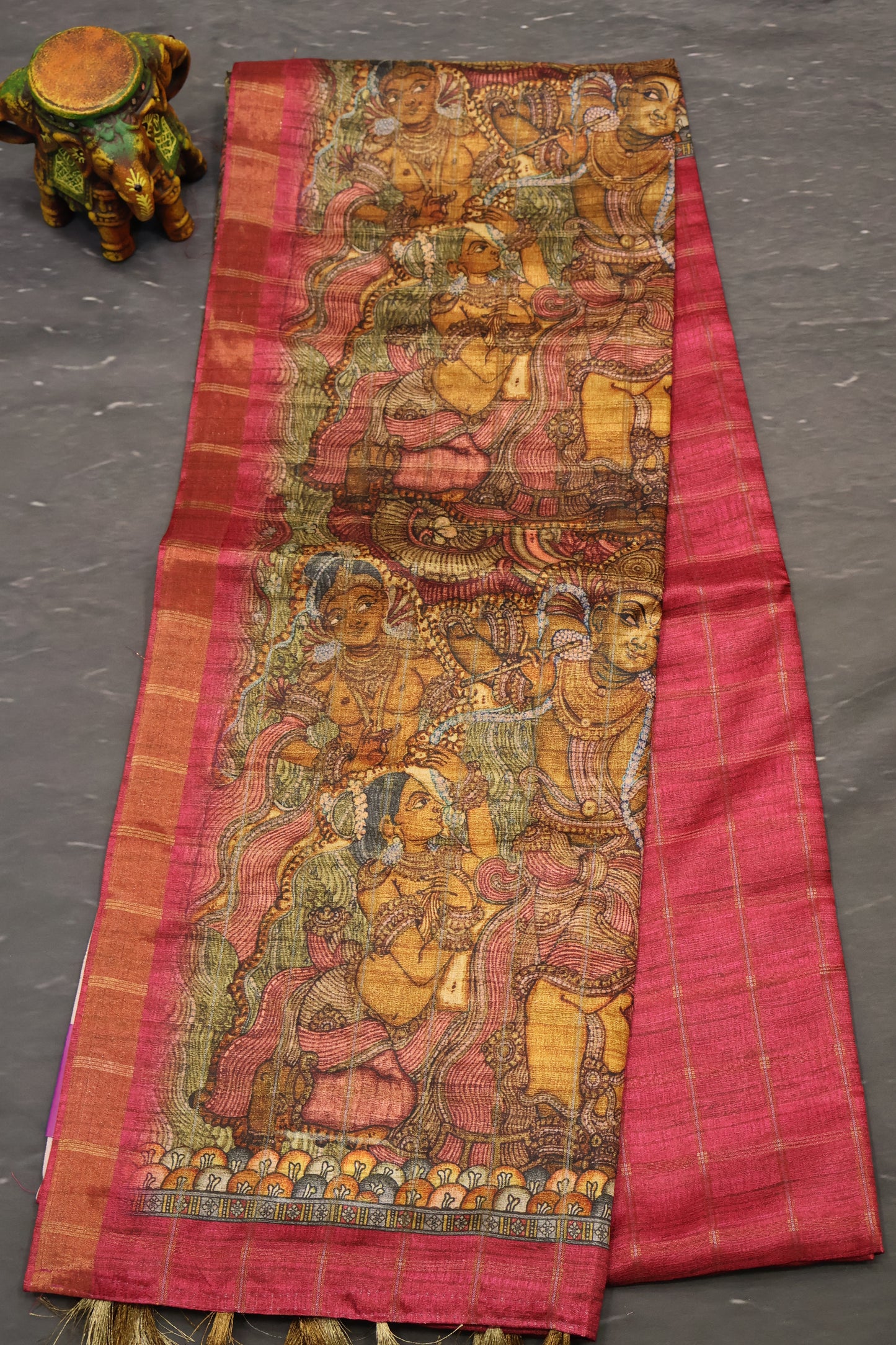 Art Tussar Saree -Pink Krish Kattam Zari