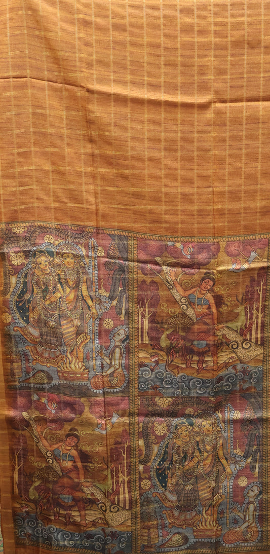 Art Tussar Saree -Mustard Vaibhav Kattam