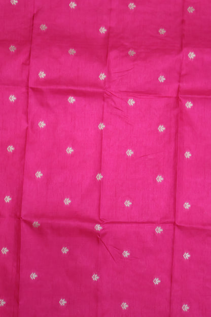 Semi Tussar Saree-Rani Pink Elephant Zari