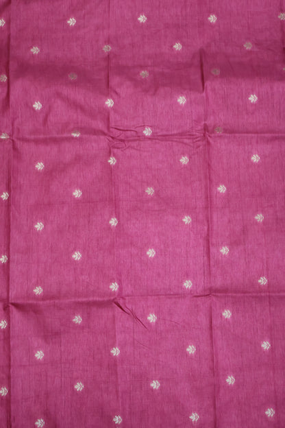 Semi Tussar Saree-Dark Pink Elephant Zari