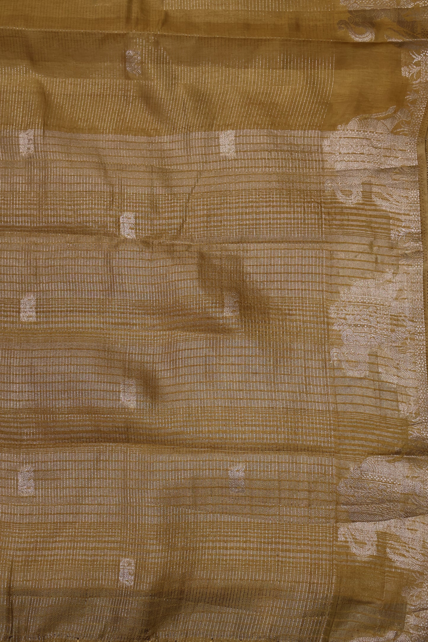 Semi Tussar Saree-Gold Elephant Zari