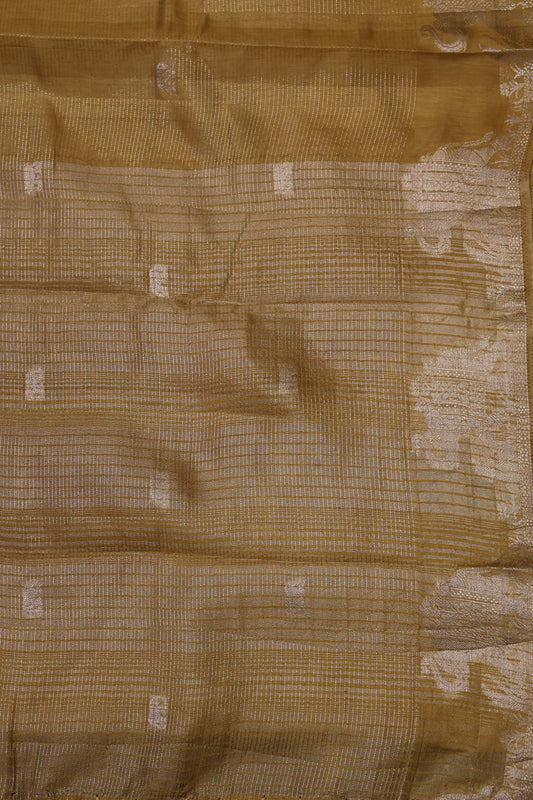 Semi Tussar Saree-Gold Elephant Zari