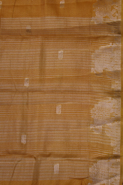 Semi Tussar Saree-Mustard Elephant Zari