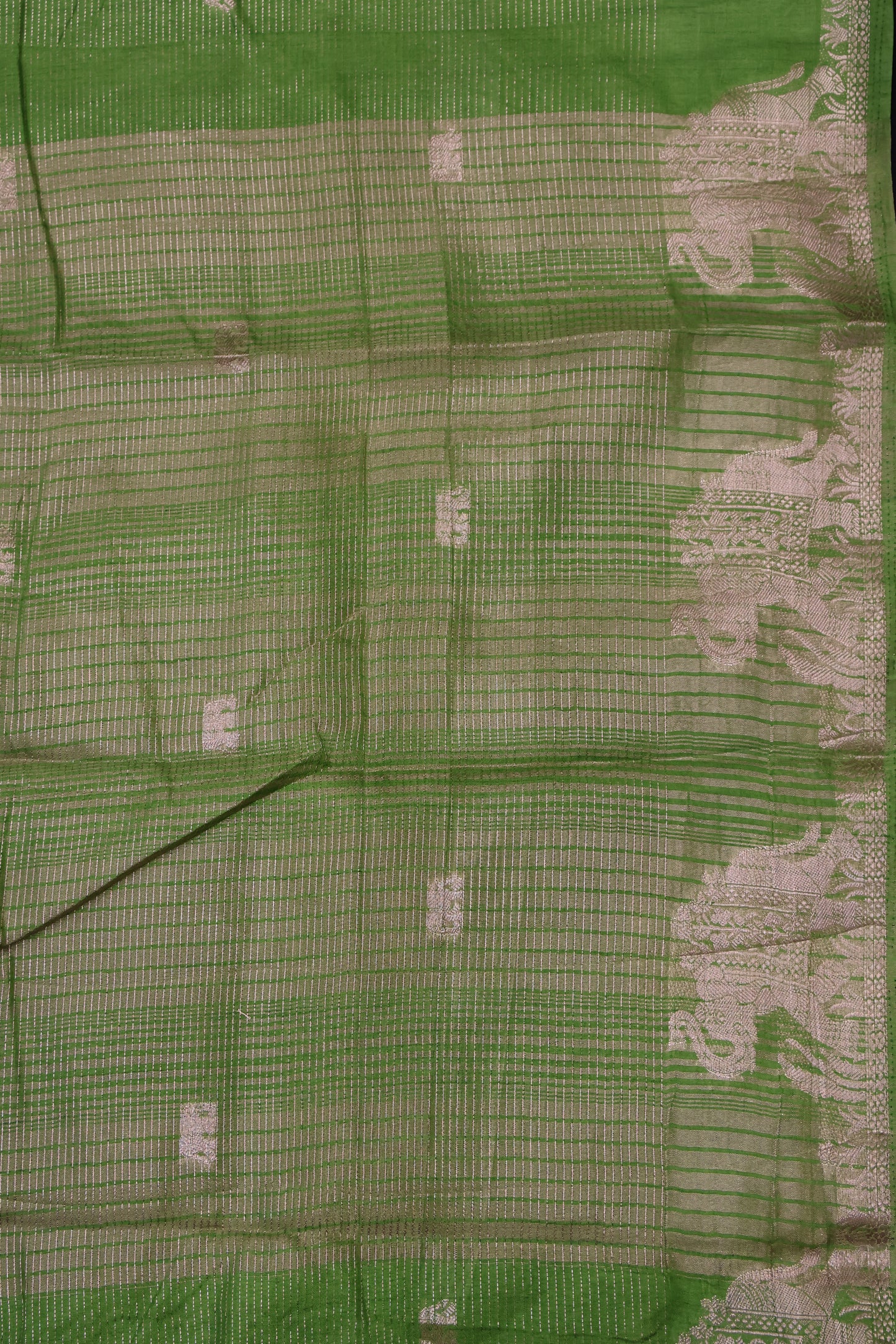 Semi Tussar Saree-Light Green Elephant Zari