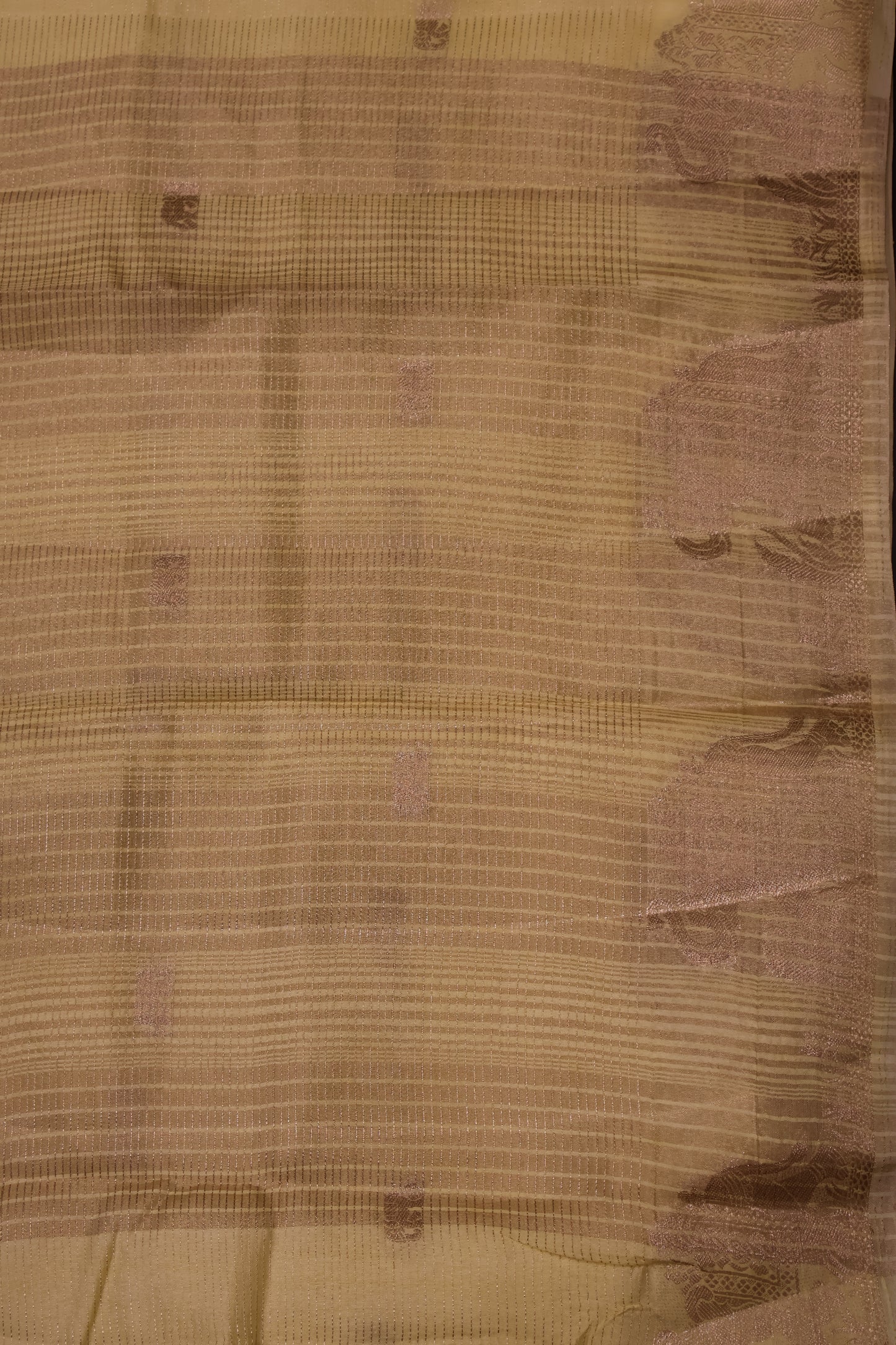 Semi Tussar Saree-Sandal Elephant Zari