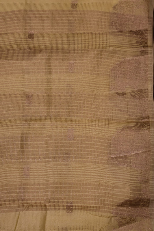 Semi Tussar Saree-Sandal Elephant Zari